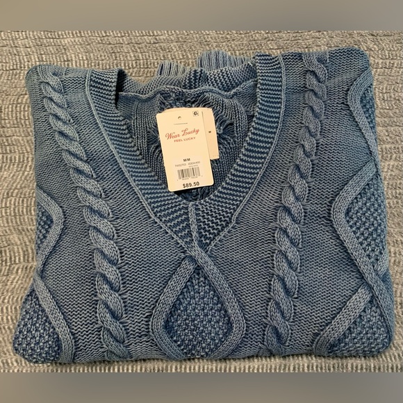 Lucky Brand Women’s Blue Cotton Long Sleeve Sweater NWT Size Medium - Picture 8 of 11